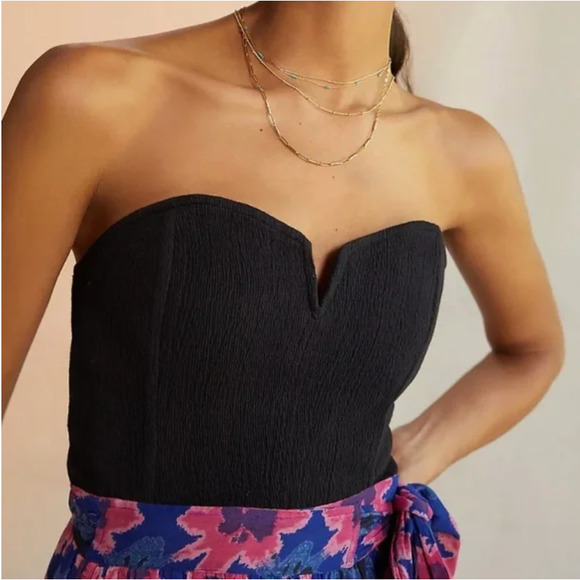 Anthropologie Tops - NWT Anthropologie Porridge Stretch Bustier Corset Top in Black Sz S